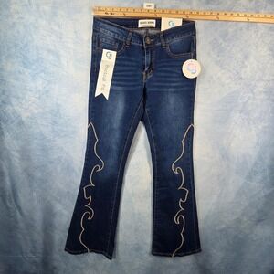 Gogo Jeans Women Dark Wash Western Embroidery Bootcut Denim Jeans Size 5/27 NWT